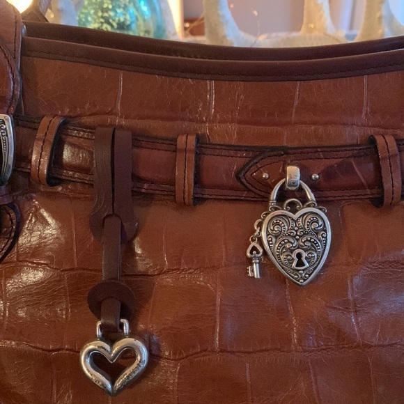 BRIGHTON Alligator Embossed Leather Handbag - Whiskey - Picture 8 of 17